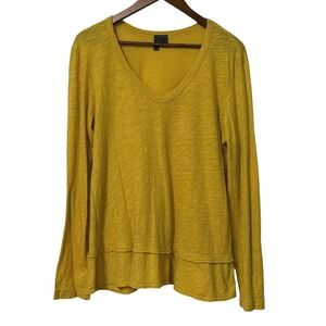 Anthropology Left of Center Tunic Top Women L V-Neck Slub Knit Relax Boho Earthy